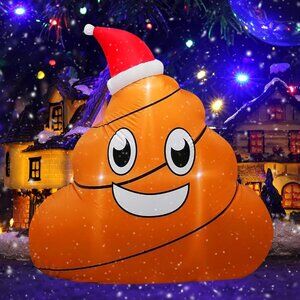 4FT Inflatable Christmas Poop with LED Lights for Yard Lawn Holiday Dey